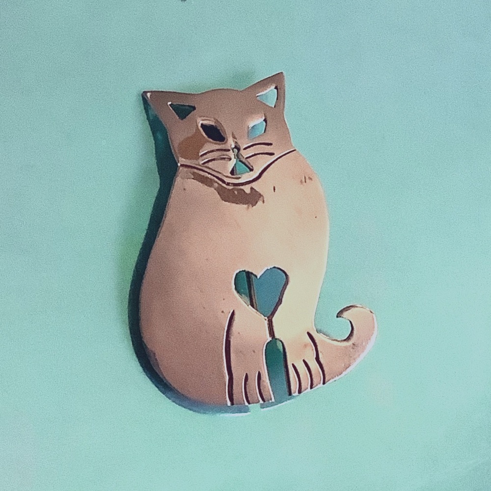 Vintage Sterling Silver Cat Brooch